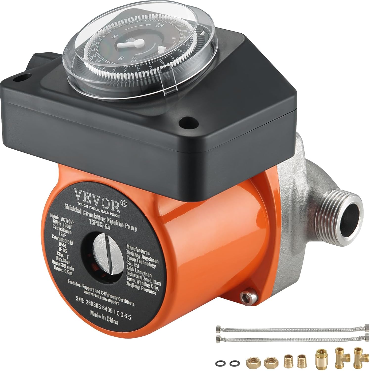 VEVOR Bomba de recirculación de agua caliente, bomba de circulación de agua de 100 W, arranque automáticocierre automático Circulación de cabeza de