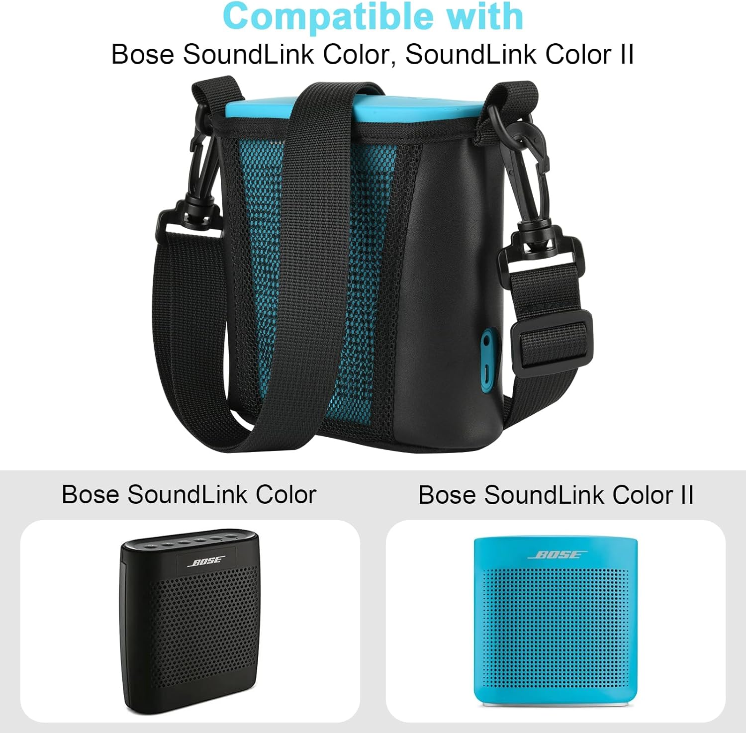 TXEsign Estuche de transporte de viaje para altavoz Bose SoundLink Color y Bose SoundLink Color II, funda de altavoz de malla con correa de hombro