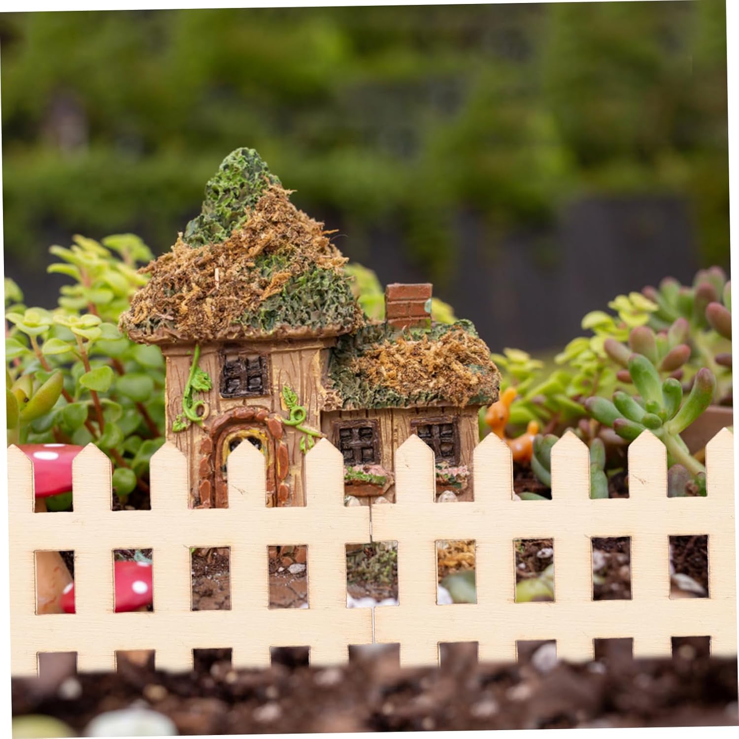 Uonlytech 100 piezas de mini valla de decoración para el hogar, mini valla de piquete de madera en miniatura, mini valla de madera para el hogar,