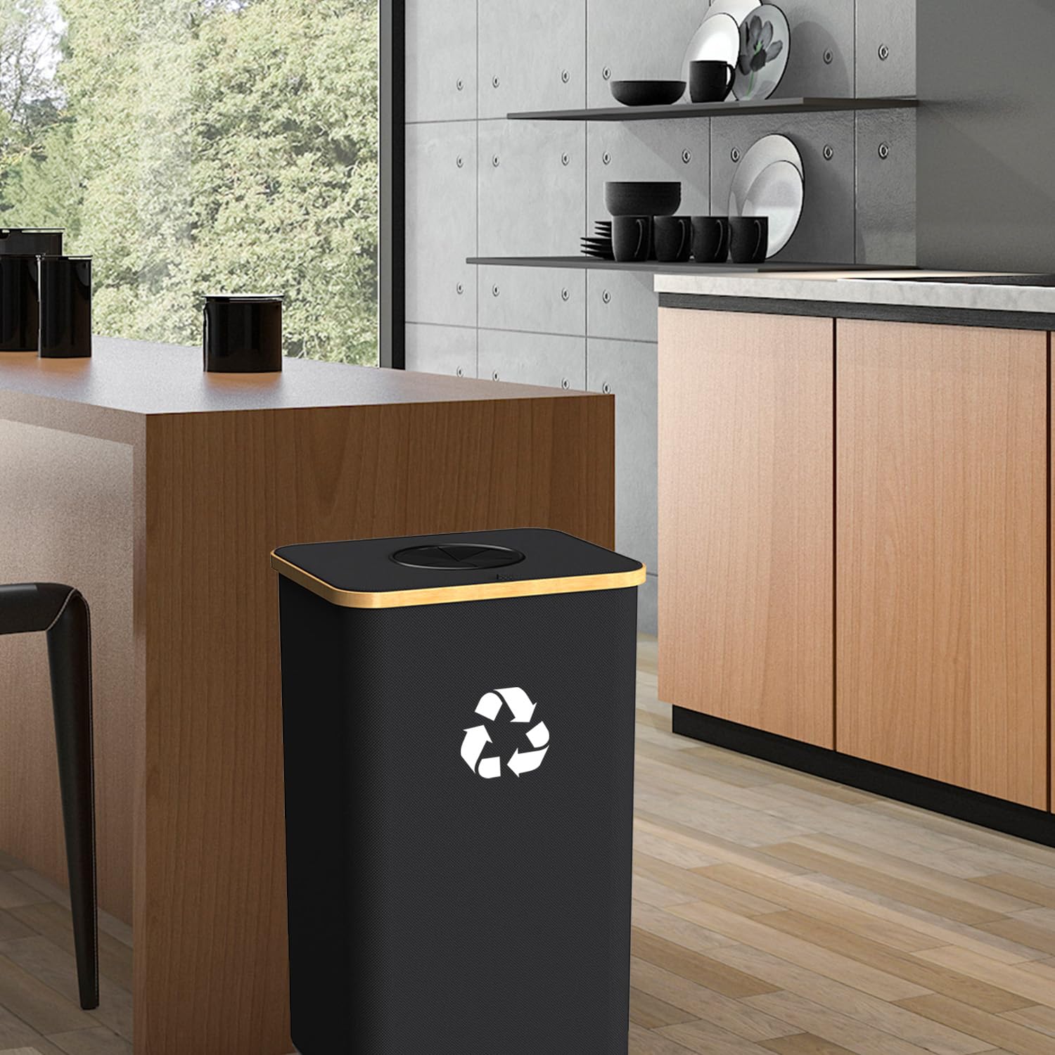 Pakusane Papelera de reciclaje para interiores, grande de 26 galones, 100 litros, con bolsa interior reutilizable, botella de plástico para residuos