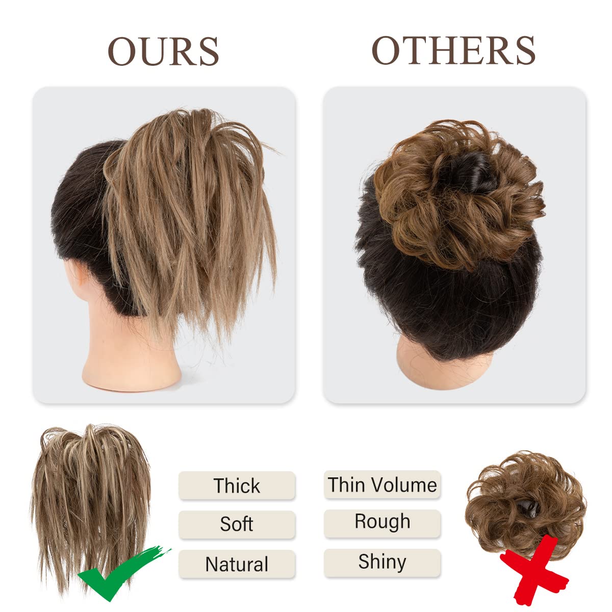 CJL HAIR Tousled Updo – Extensiones de cabello sintético sintético para mujeres y niñas (marrón claro)