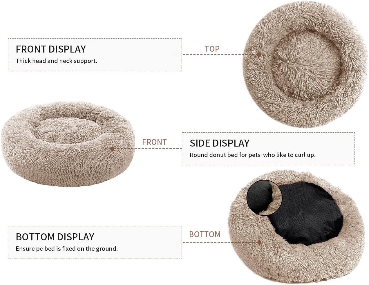 Cama pequeña para gatos de interior, cama autocalentable en forma de donut para gatos pequeños que se mantienen calientes, cama lavable para