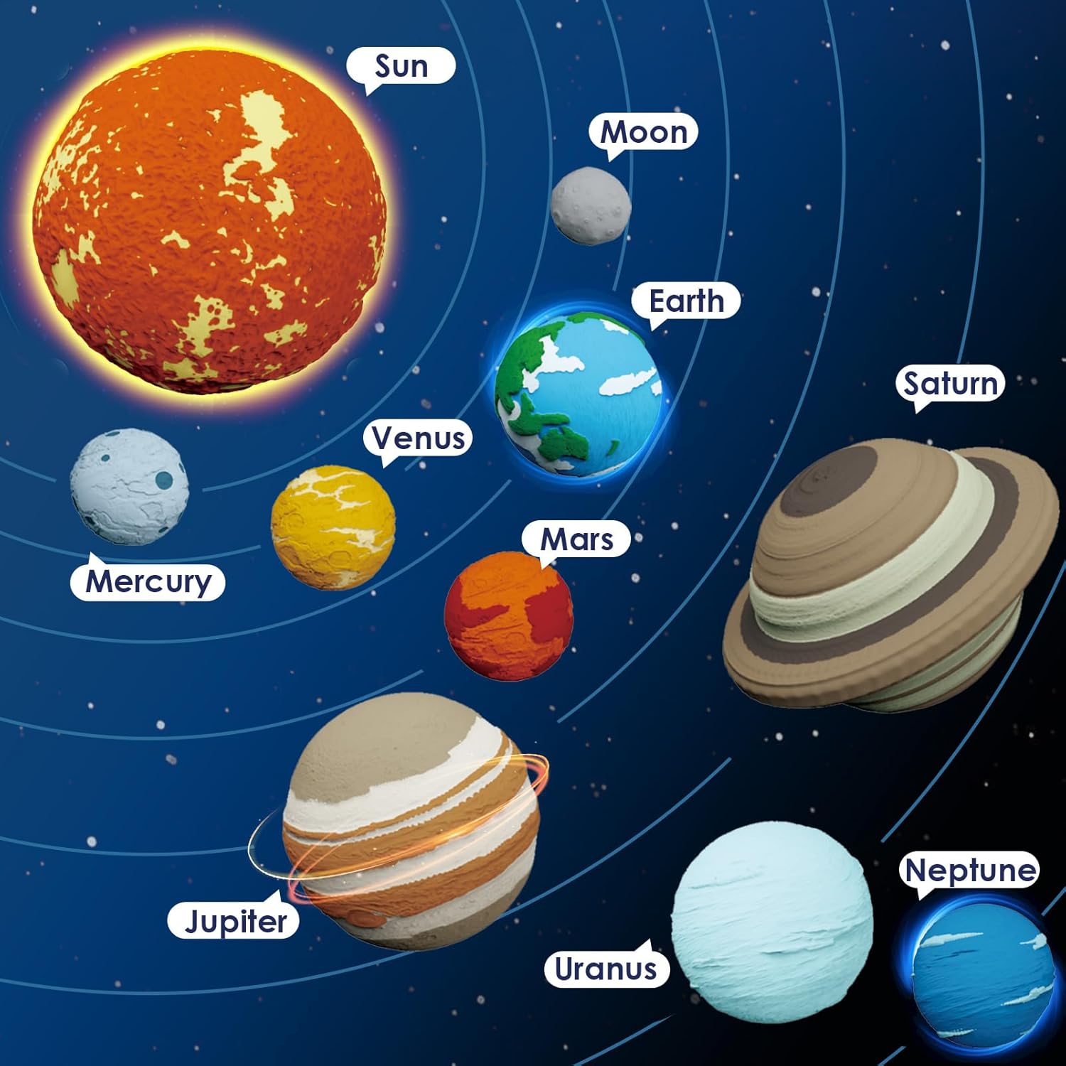 Woumserta Kit de excavación de piedras preciosas, juguetes espaciales del sistema solar excavan 15 gemas de 10 planetas, kits de ciencia para niños