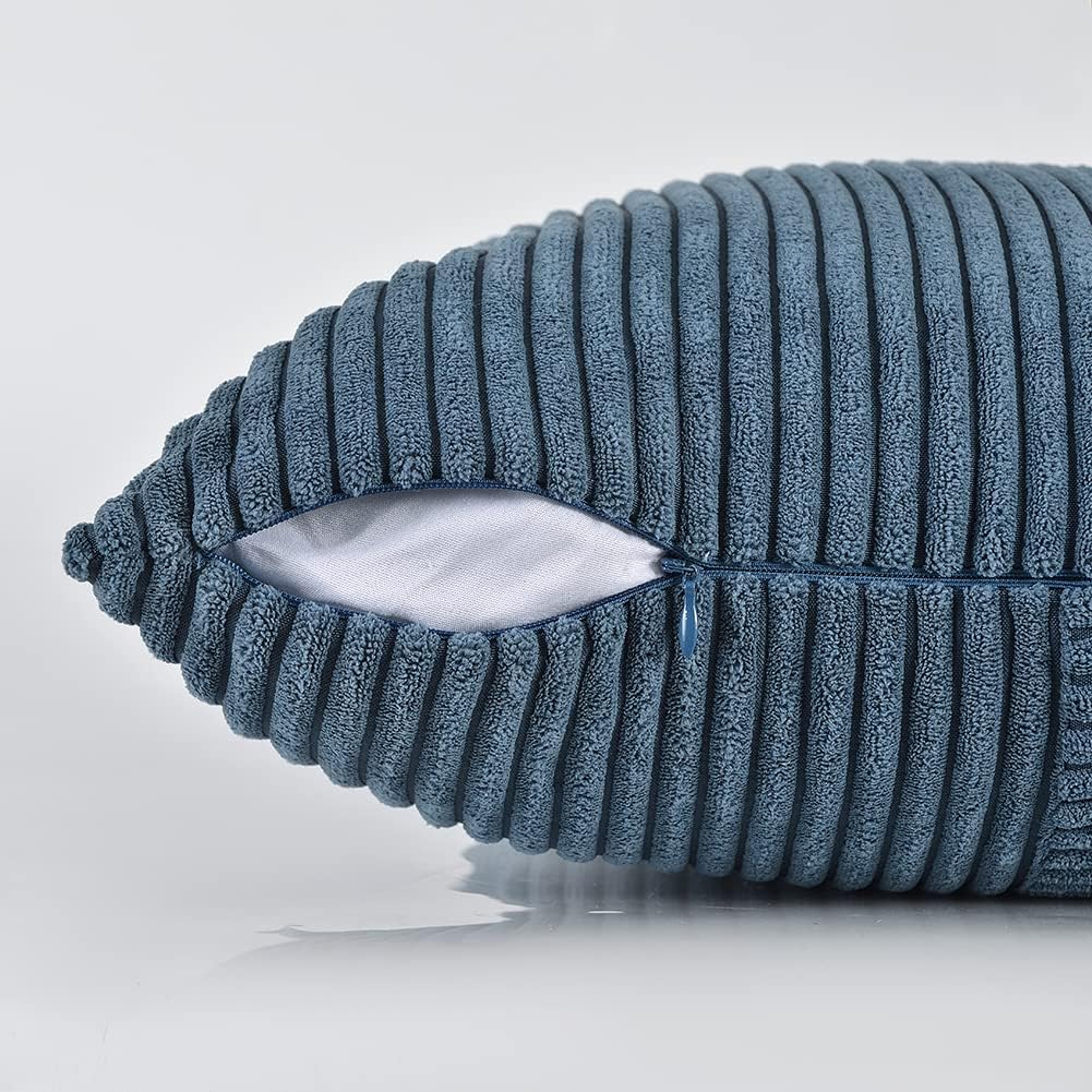 Fancy Homi Paquete de 2 fundas de almohada decorativas de color azul polvoriento de 20 x 20 pulgadas para sala de estar, sofá, cama, sofá, rústico,