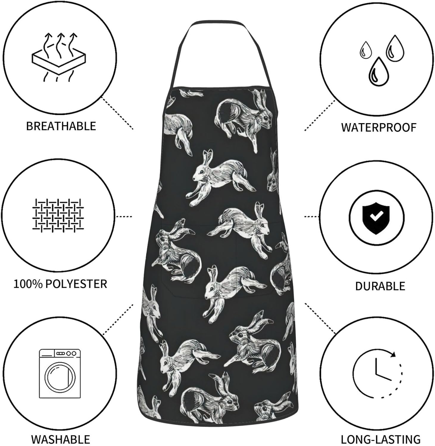 Elegantes delantales con estampado de piedras con amplios bolsillos y correa de hombro ajustable para hombres y mujeres
