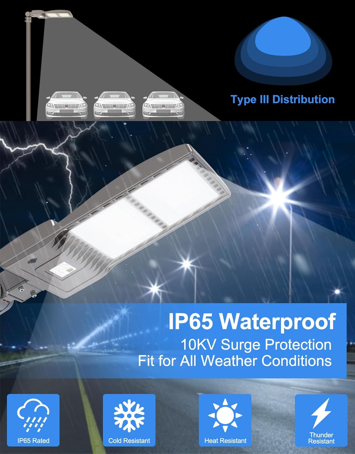 Luz LED de estacionamiento de 400 W, del anochecer al amanecer, 60,000 lm, DLC ETL listado de grado industrial LED caja de zapatos de