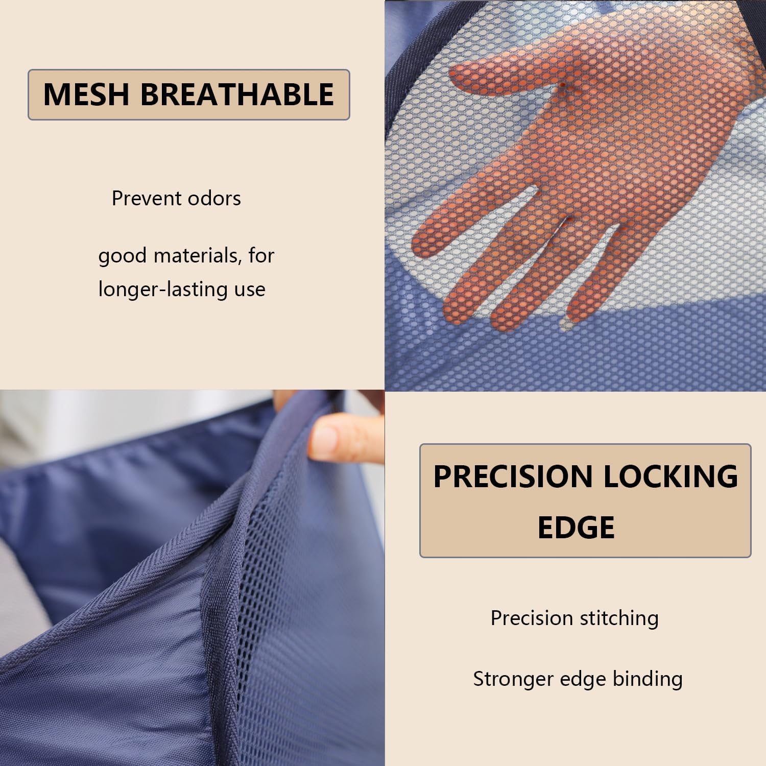 Cesta plegable de malla para lavandería, 2 compartimentos, cesta de lavandería con asas fuertes, fácil de abrir y plegar para dormitorio,