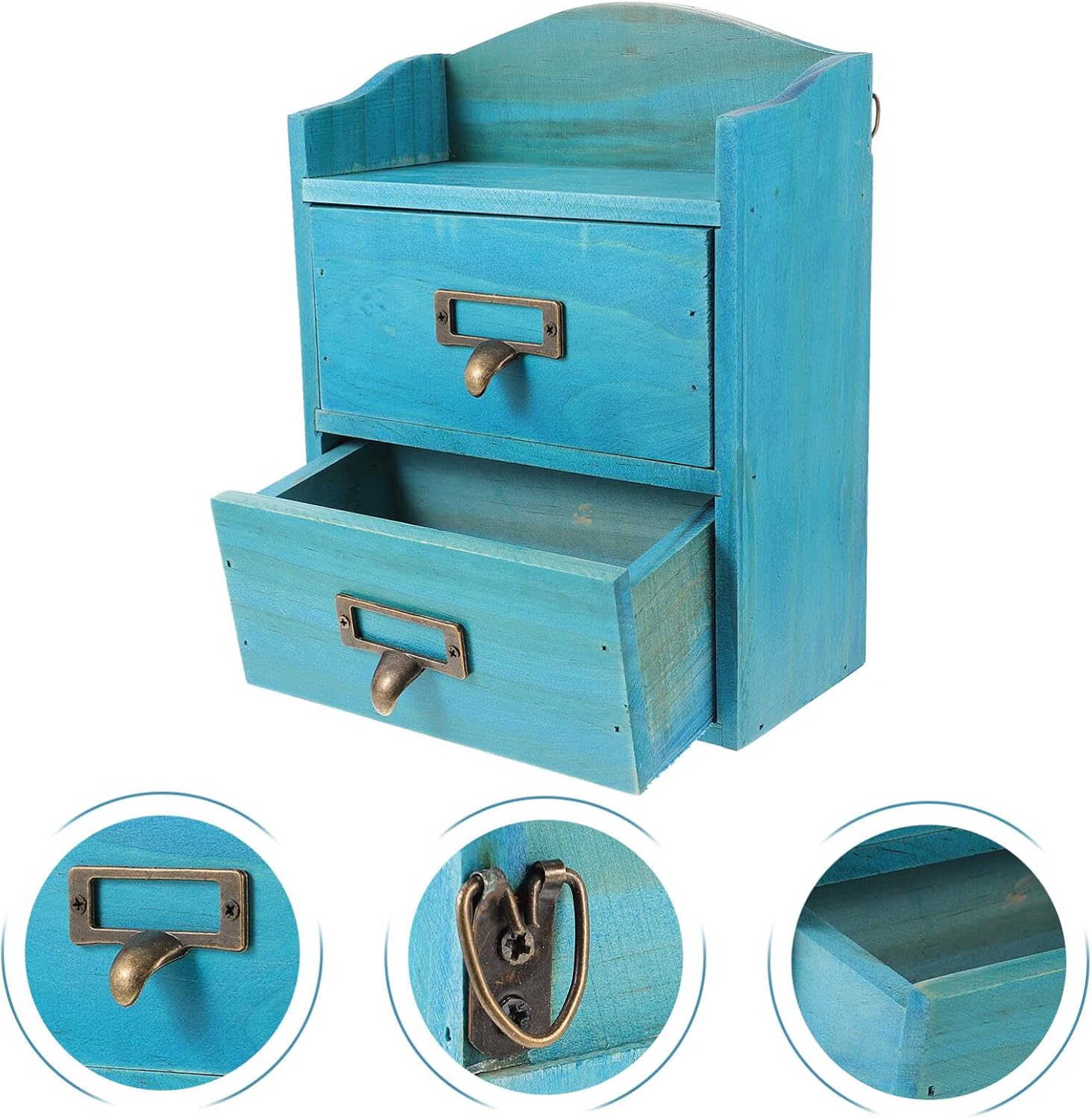 Cabilock Cajones de almacenamiento Retro Escritorio Mini Caja de almacenamiento de cajones pequeños Caja de almacenamiento de joyería de madera
