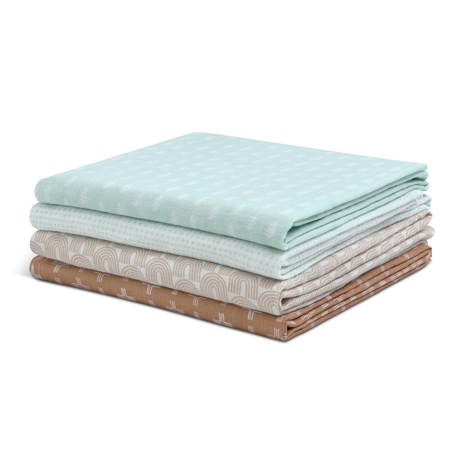 Delta Children Mantas de muselina 100% algodón para niñas y niños, 47 x 47 pulgadas (paquete de 4), bohemio neutro