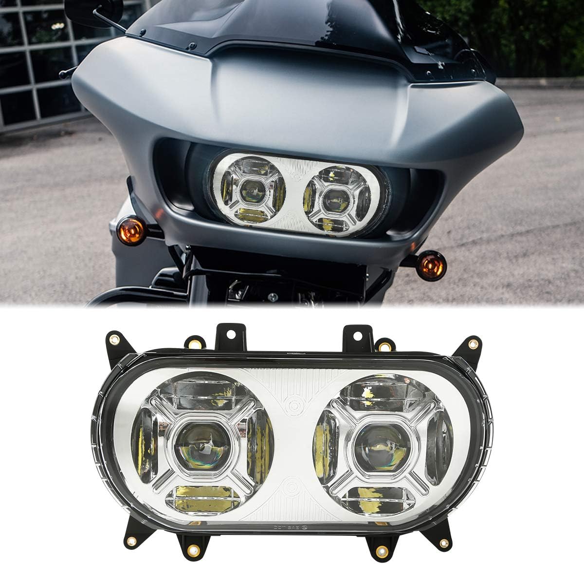 TCT-MOTORPARTS Proyector de lámpara LED de doble faro para Harley Touring Road Glide 2015-2023