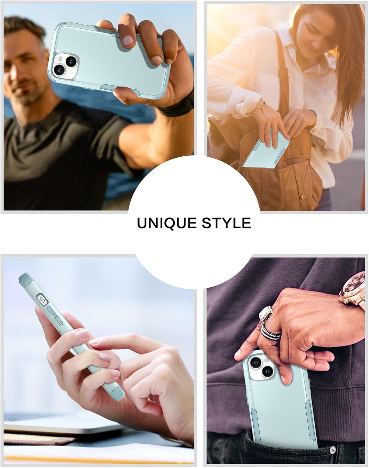 BENTOBEN Funda para iPhone 15, 3 en 1, resistente, híbrida, a prueba de golpes, policarbonato duro, TPU suave, antideslizante, protección para