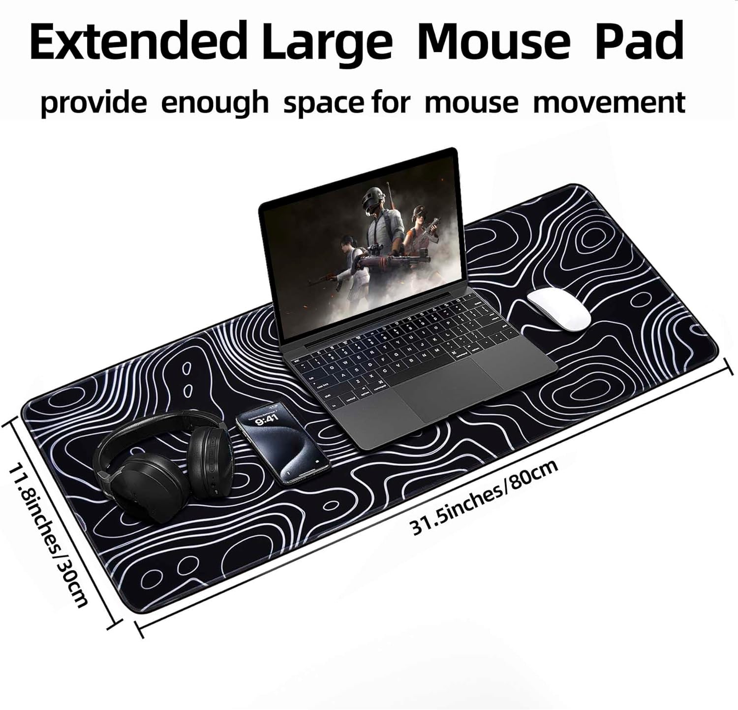 Alfombrilla de mouse grande para escritorio, alfombrilla de mouse grande para juegos, 31.5 x 11.8 pulgadas, alfombrilla de mouse para juegos,