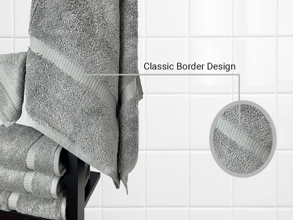 Toallas de algodón turco prémium supersuave y absorbente (toalla de baño de 2 piezas, gris)