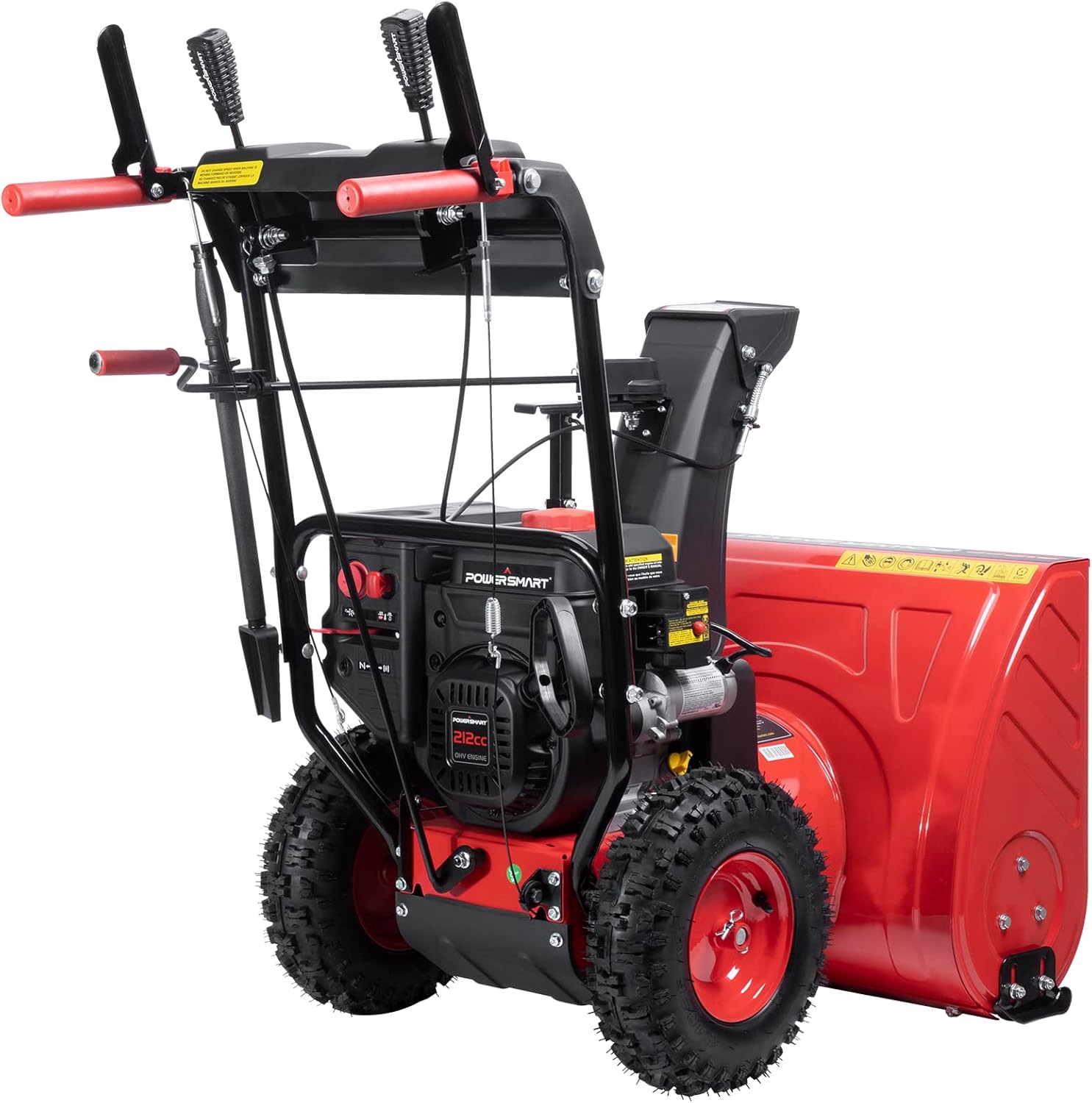 PowerSmart Soplador de nieve de 24 pulgadas, 2 etapas, motor de 212 cc, alimentado a gas con arranque eléctrico PS24