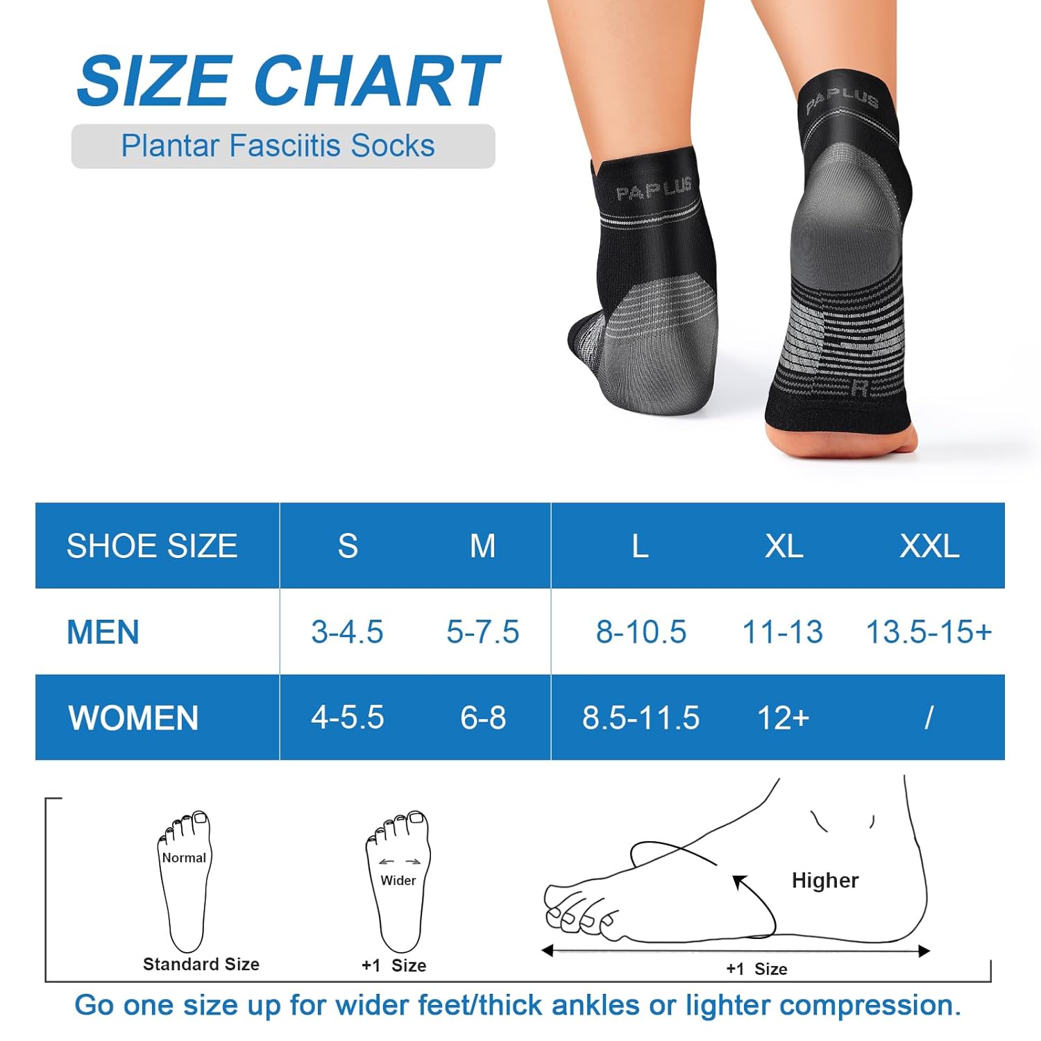 Calcetines para fascitis plantar (6 pares) para hombres y mujeres, mangas de compresión para pies con soporte de arco y tobillo (negro, pequeño)