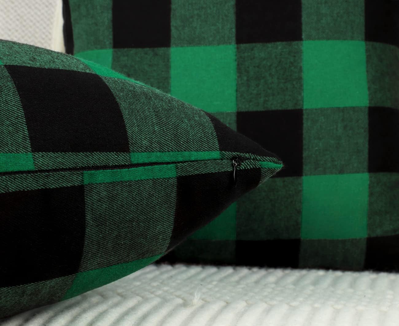 4TH Emotion Juego de 2 fundas de cojín o almohada lumbar rectangular de poliéster con estampado a cuadros estilo alquería para decoración del hogar