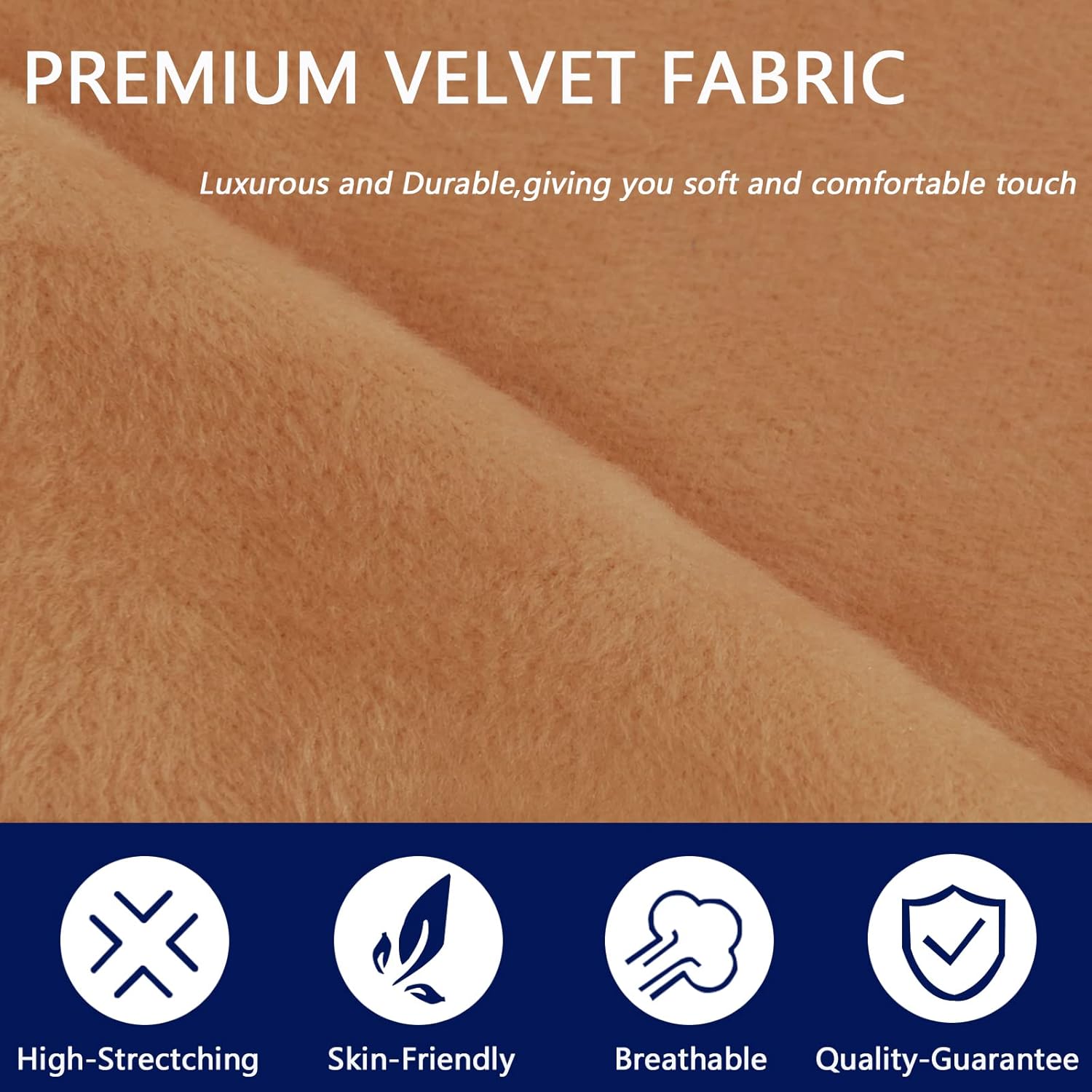 U-NICE HOME Individual Couch Cushion Covers for Sofa Seat Cushion Protector Sets with Soft Velour Fabric(Loveseat Cushion Covers,Camel)
