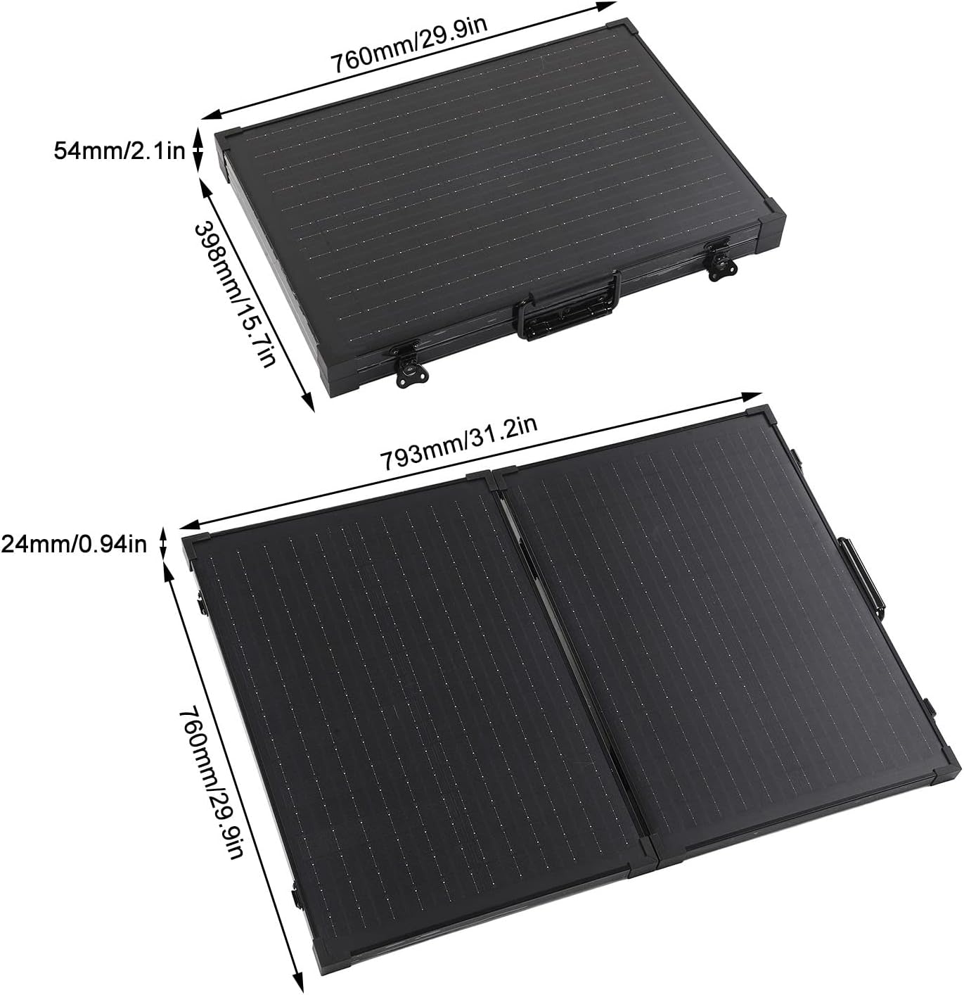 Camping Solar Panel, Solar Panel Kit Folding Portable Mono Solar Panel with Stand, Solar Battery Chargers & Charging Kits (100W)