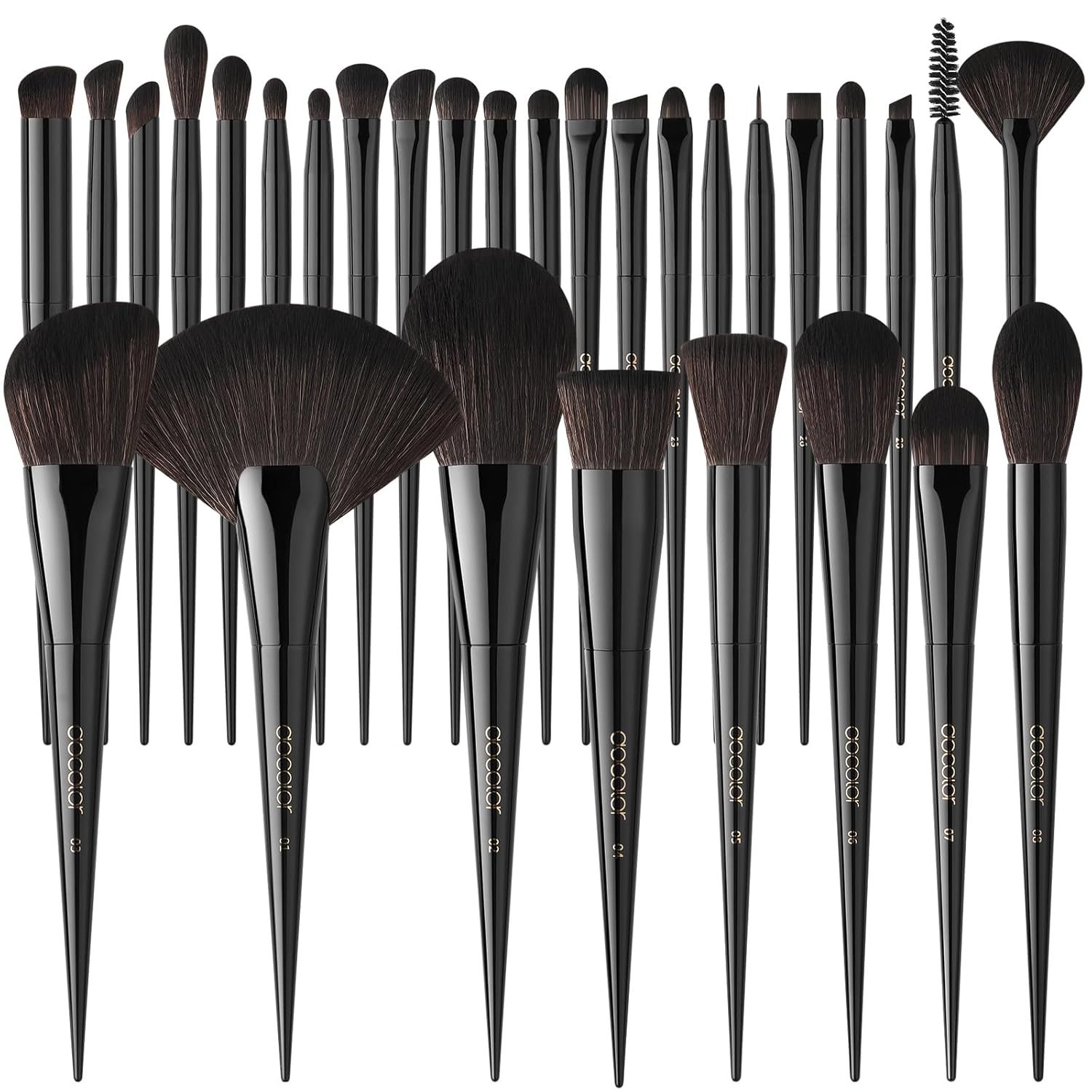 Docolor Juego de 30 brochas de maquillaje profesionales de obsidiana para maquillaje en polvo sintético de primera calidad, base Kabuki, contorno de