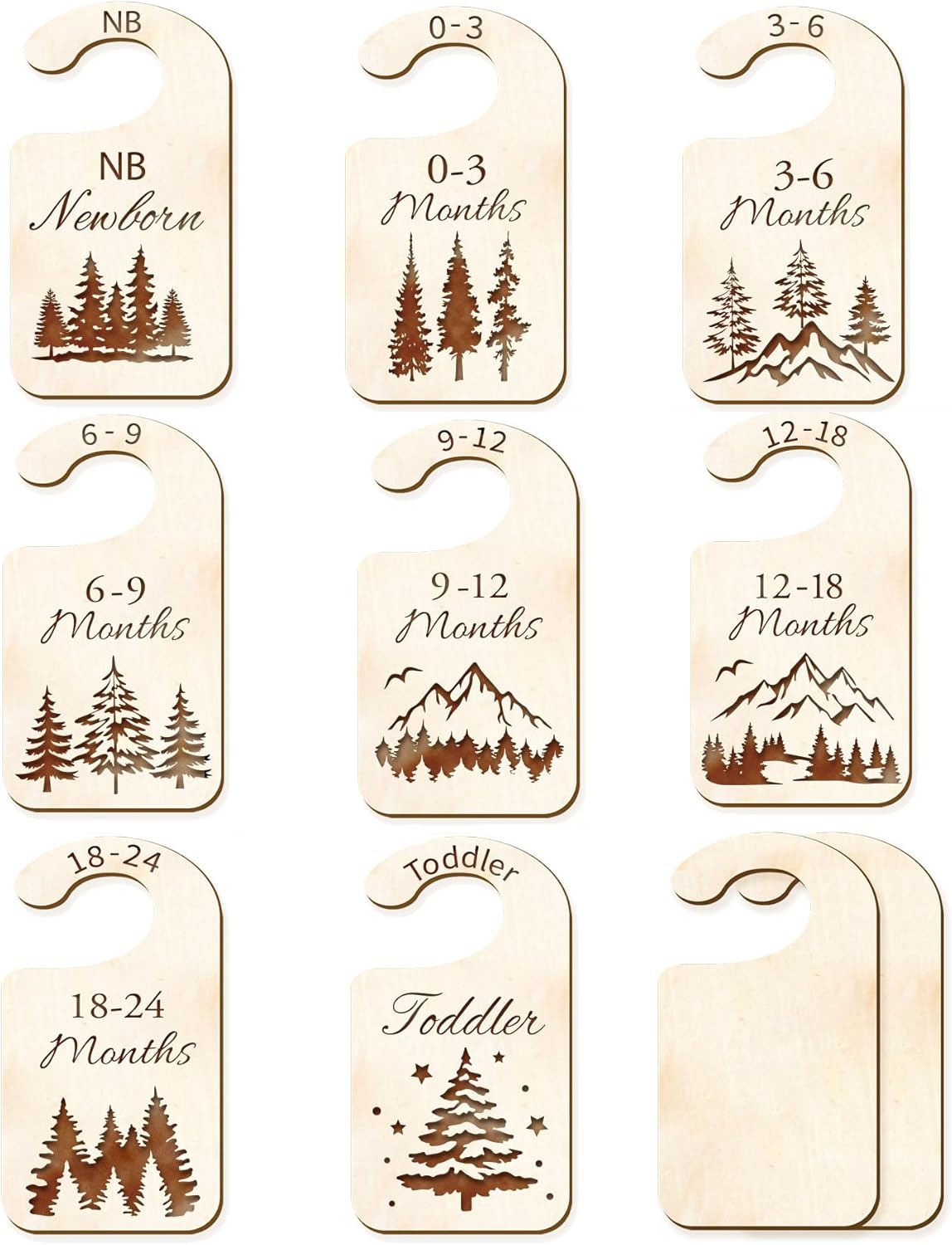 CRASPIRE 10 piezas de madera para armario de bebé, decoración de árbol de guardería de recién nacido a 36 meses, organizadores de armario de bebé,