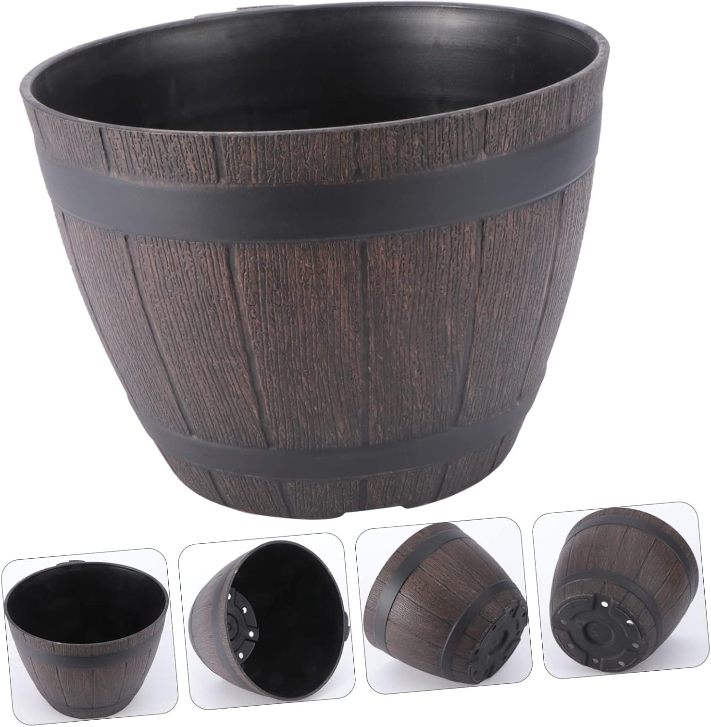 Yardwe 2 piezas de flores al aire libre suculentas macetas macetas de madera al aire libre plantador de madera al aire libre Bonsái Pot imitación