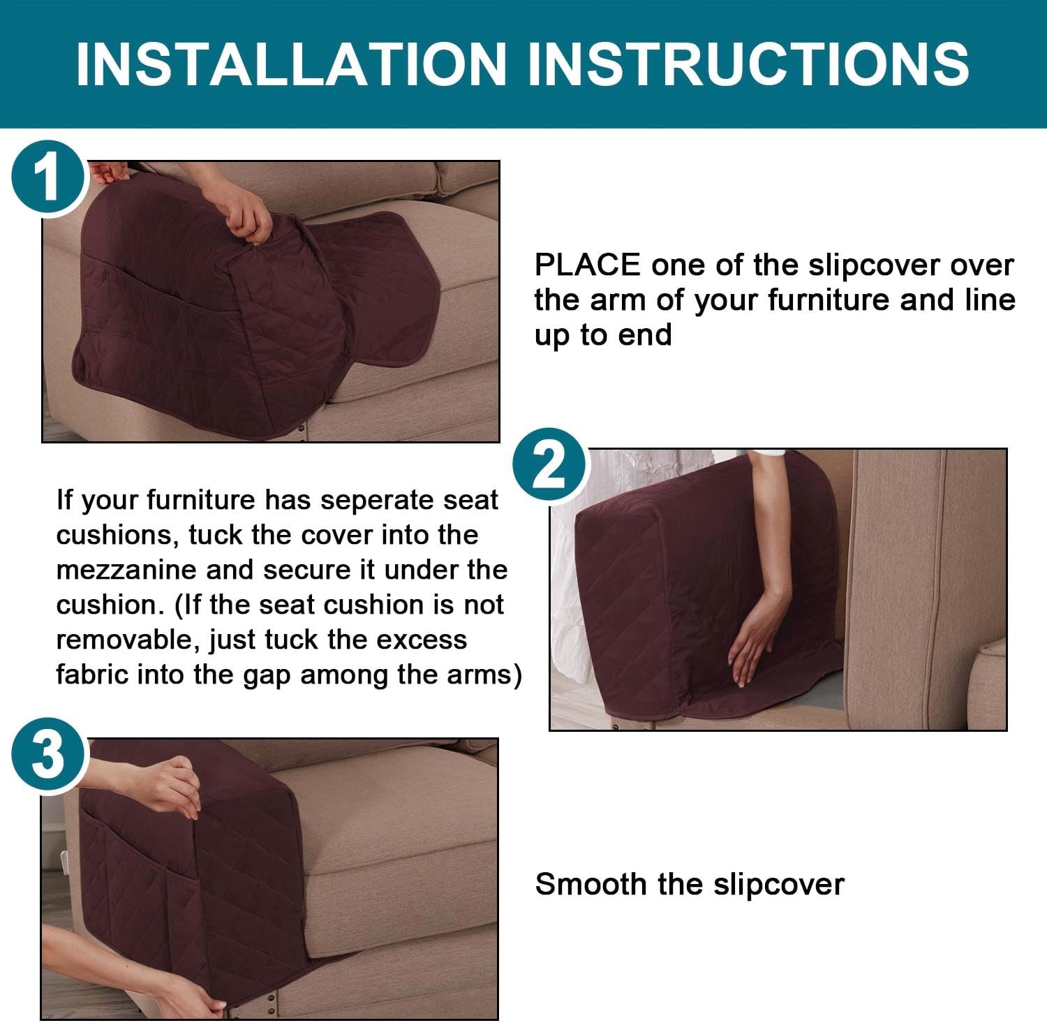 KPPKOU Fundas impermeables para reposabrazos para sillas reclinables y sofás, fundas antideslizantes con bolsillo lateral, protector de brazo para