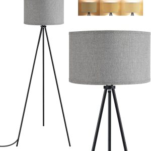 BoostArea Lámpara de pie para sala de estar, lámpara de pie trípode, bombilla LED de 15 W, 3 niveles de brillo regulable, pantalla de lámpara de BoostArea Lámpara de pie para sala de estar, lámpara de pie trípode, bombilla LED de 15 W, 3 niveles de brillo regulable, pantalla de lámpara de