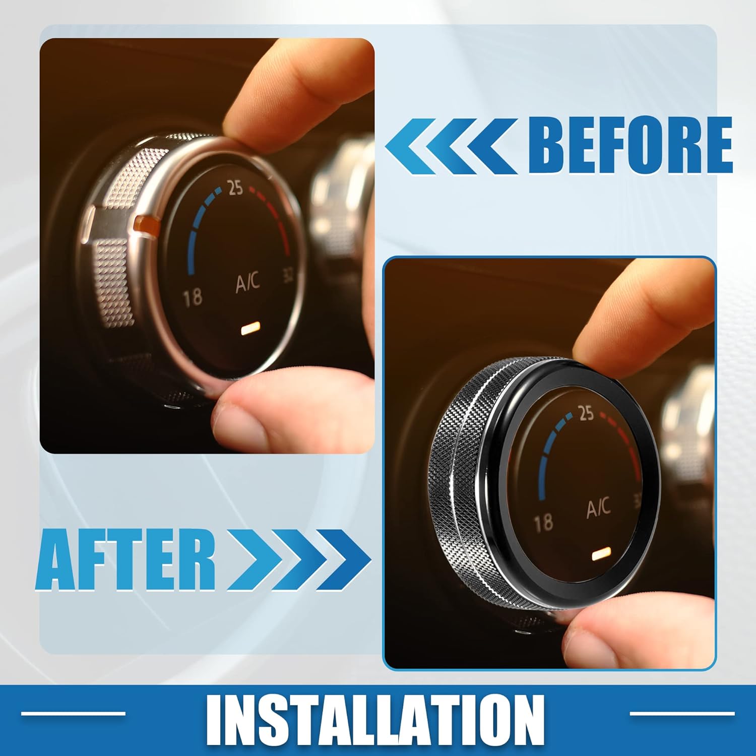 A ABSOPRO Calcomanías para pomos de aire acondicionado de automóvil, interruptor de radio de CA para Jeep Wrangler JL JLU 2018-2022, color negro