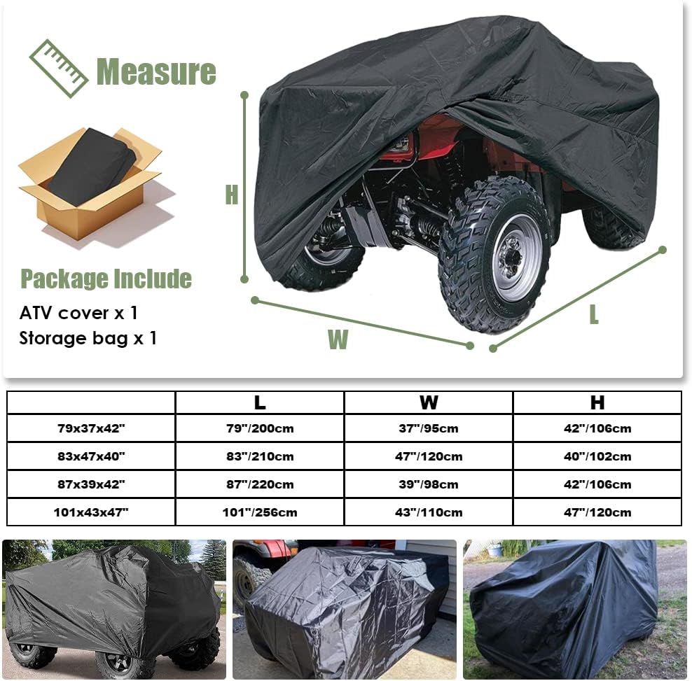 Funda impermeable para cuatrimoto con dobladillo elástico para Kawasaki, Arctic Cat, Honda, Polaris, Yamaha para todo tipo de clima, protección de 4