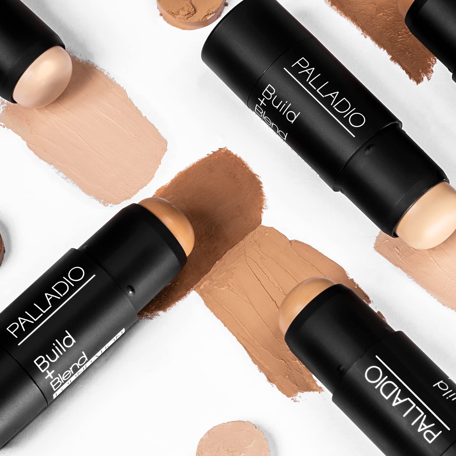 Palladio BUILD & BLEND – Barra de base, barra de contorno para cara de cobertura media, fórmula cremosa ultra mezclable para un acabado natural sin