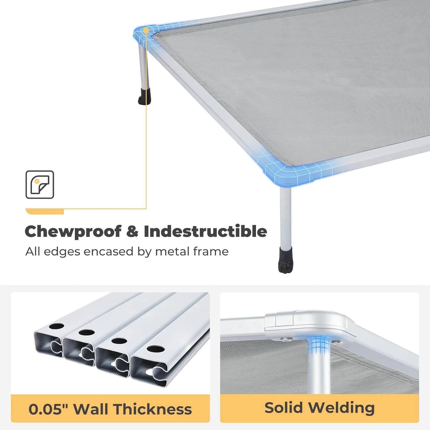 Veehoo – Cama elevada tipo catre para perros grandes, refrescante, a prueba de mordiscos, lavable y con patas antideslizantes, para interiores y