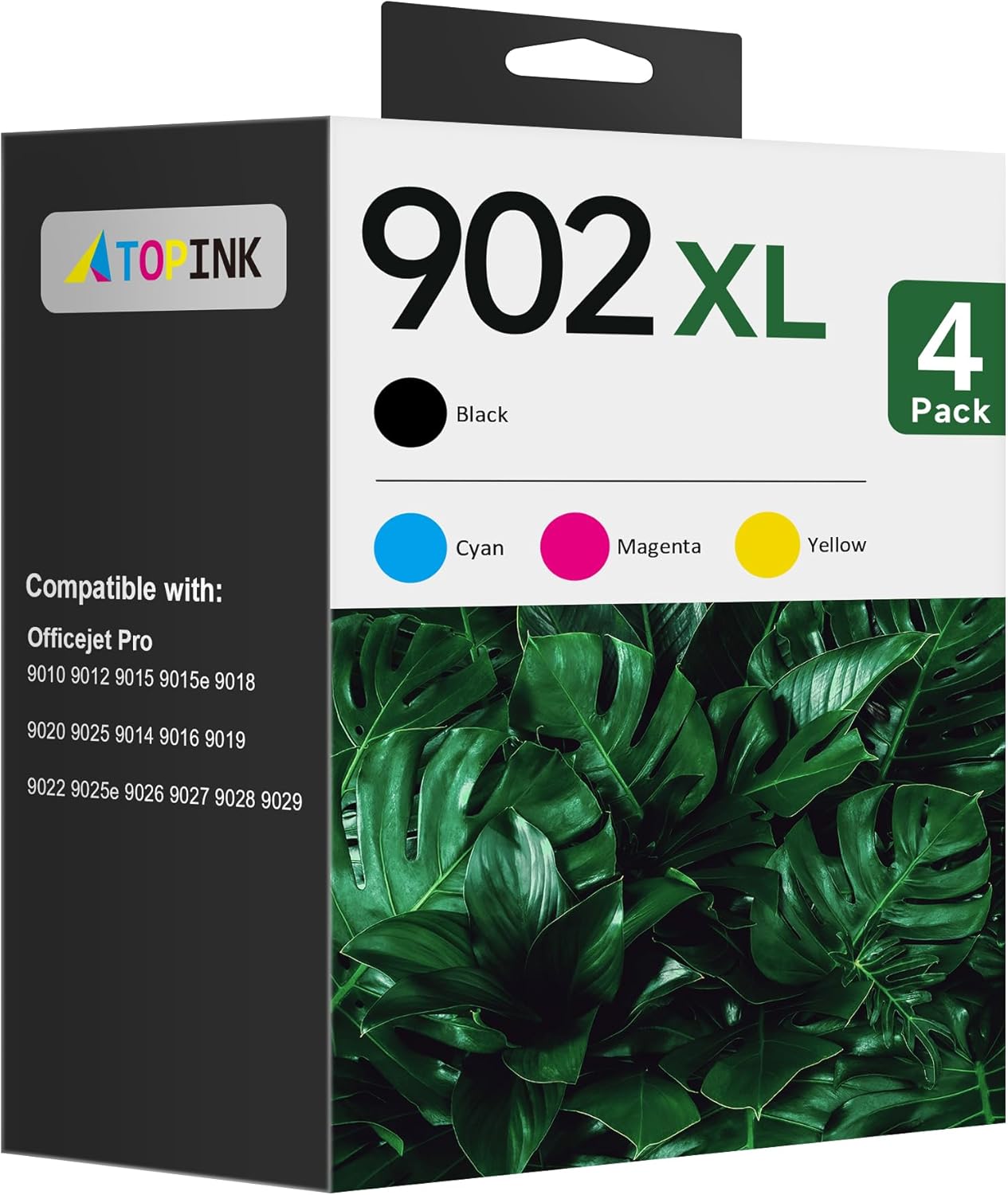 ATOPInk Cartucho de tinta de repuesto compatible para HP 902XL, cian, magenta, amarillo, negro, paquete de 4