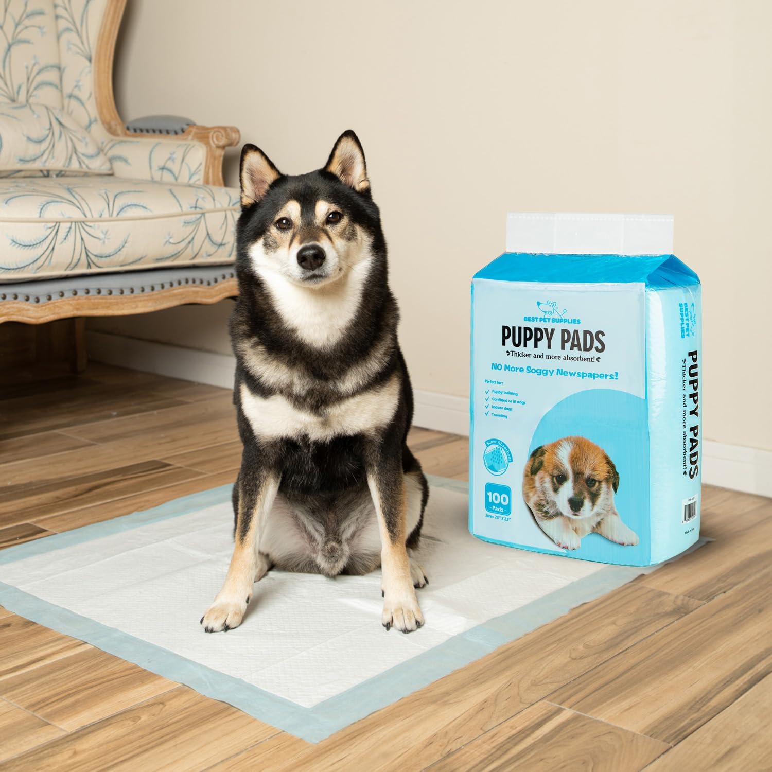 Best Pet Supplies Paquete de 100 almohadillas desechables para cachorros y perros de entrenamiento, 23 x 22 pulgadas, ultra absorbentes, resistentes