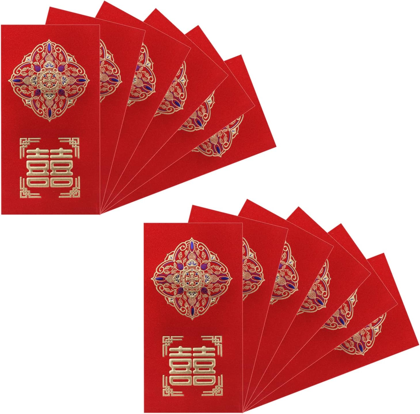 SAVITA 12 sobres rojos de boda, sobres rojos tradicionales chinos para boda, sobres de dinero de la suerte, sobres de boda, Hong Bao, boda, paquetes