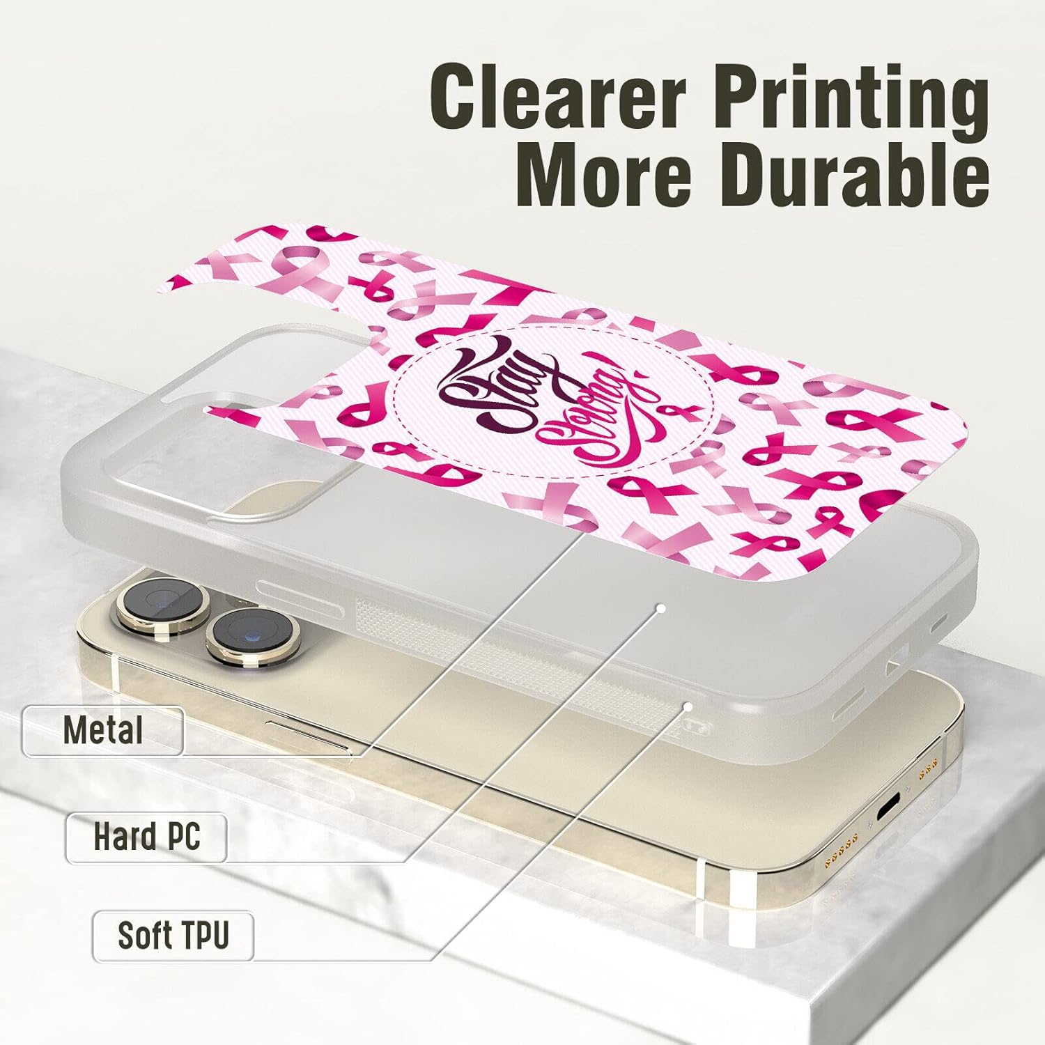 Fundas de teléfono con cinta rosa para sobrevivientes de concientización sobre el cáncer de mama, accesorios de regalo para mujeres, funda fresca