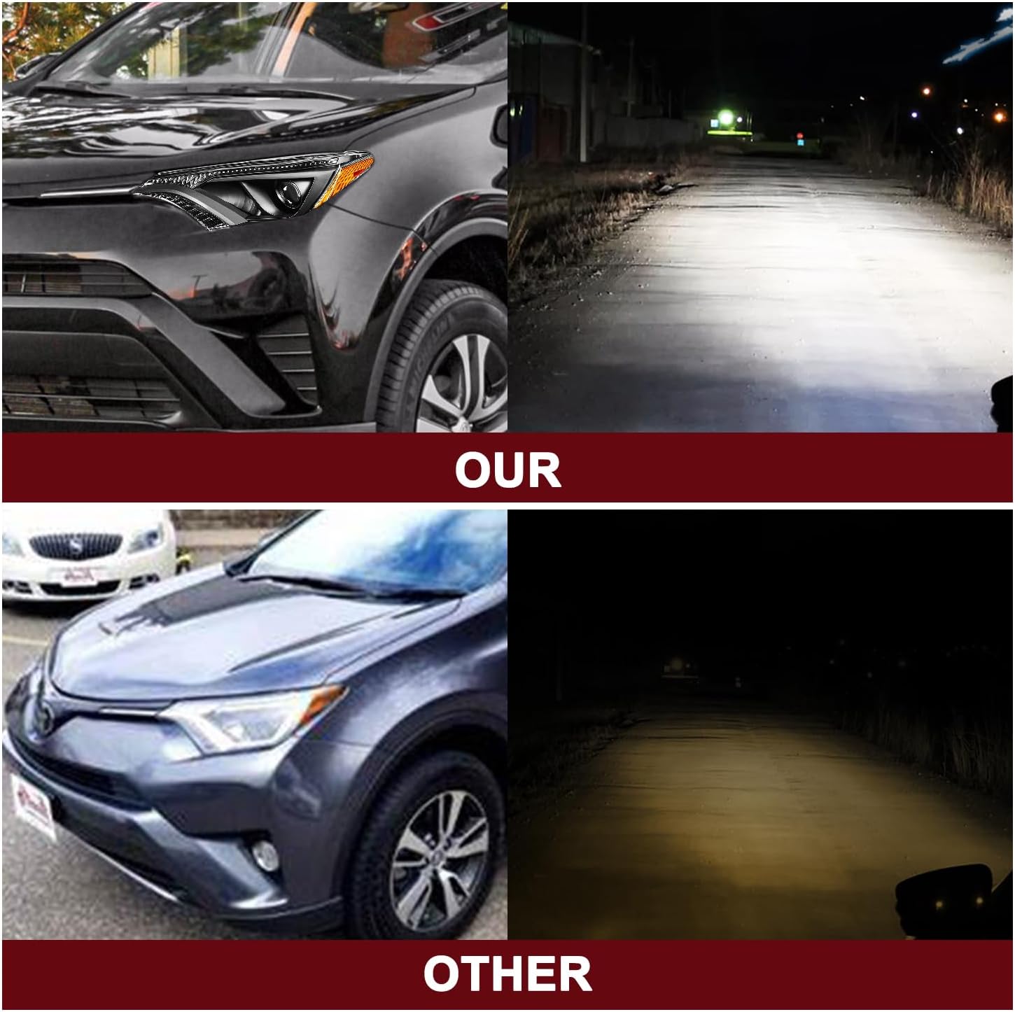 JSBOYAT Reemplazo del conjunto de faros delanteros de proyector para Toyota RAV4 2016-2018, no compatible con modelo LED, carcasa negra del lado del