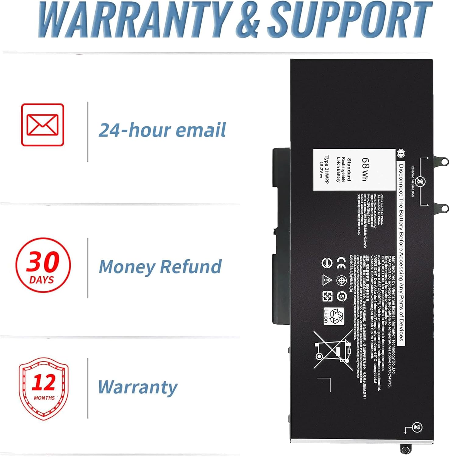 Batería para portátil Dell Latitude 5401 5410 5411 5501 5510 5511 Precision 3541 3554 3550 Inspiron 17 7500 7506 2 en 1 Black Edition N2NLL 1VY7F