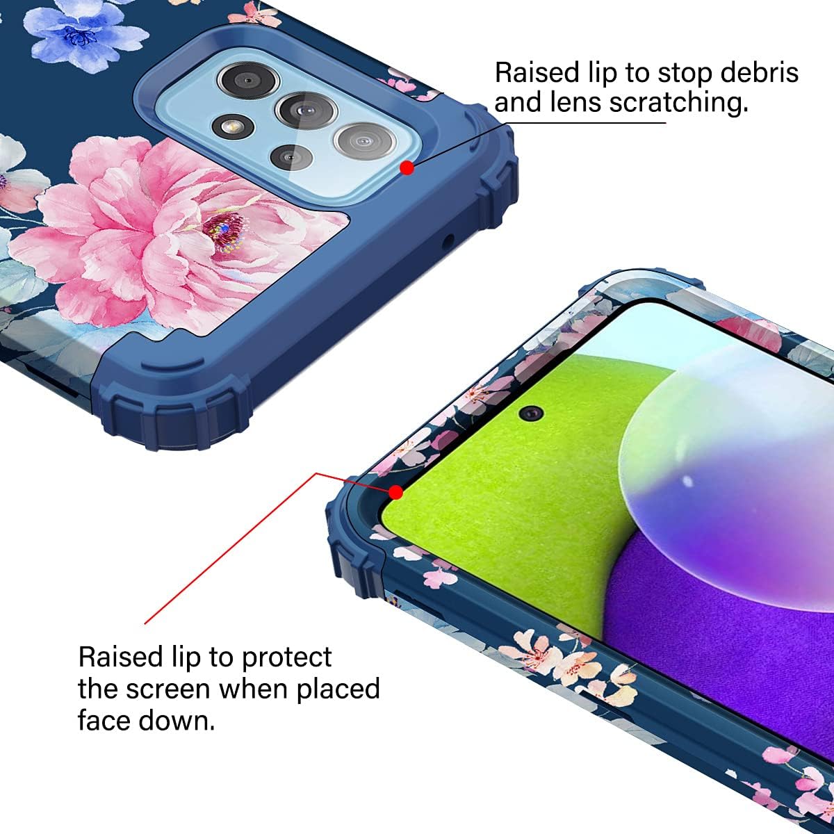 Rancase Funda compatible con Galaxy A52 5G, tres capas resistentes a prueba de golpes, protección de plástico duro + funda protectora de goma de
