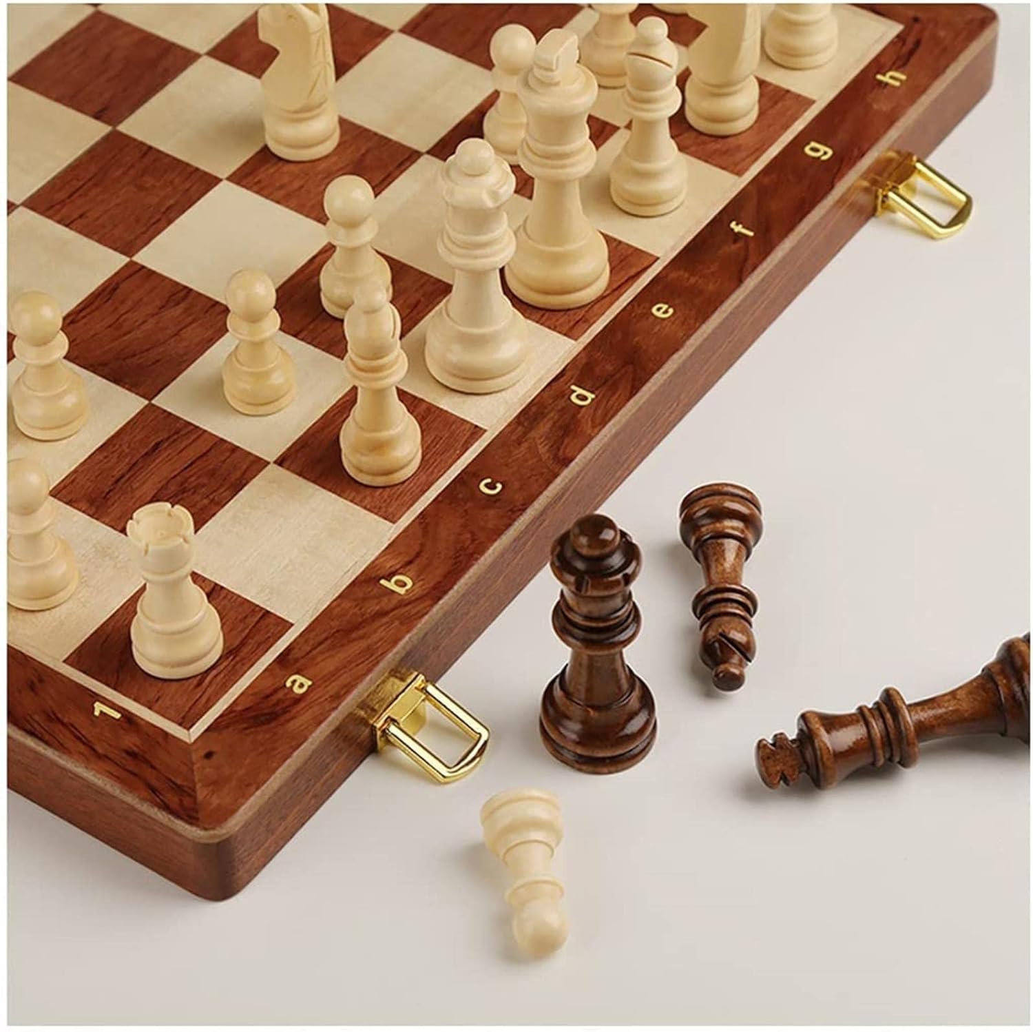 ROLTIN Juego de ajedrez plegable 2 en 1 para adultoscaja de piezas de ajedrez, piezas de ajedrez de altura King de 3 pulgadas, 2 reinas extra