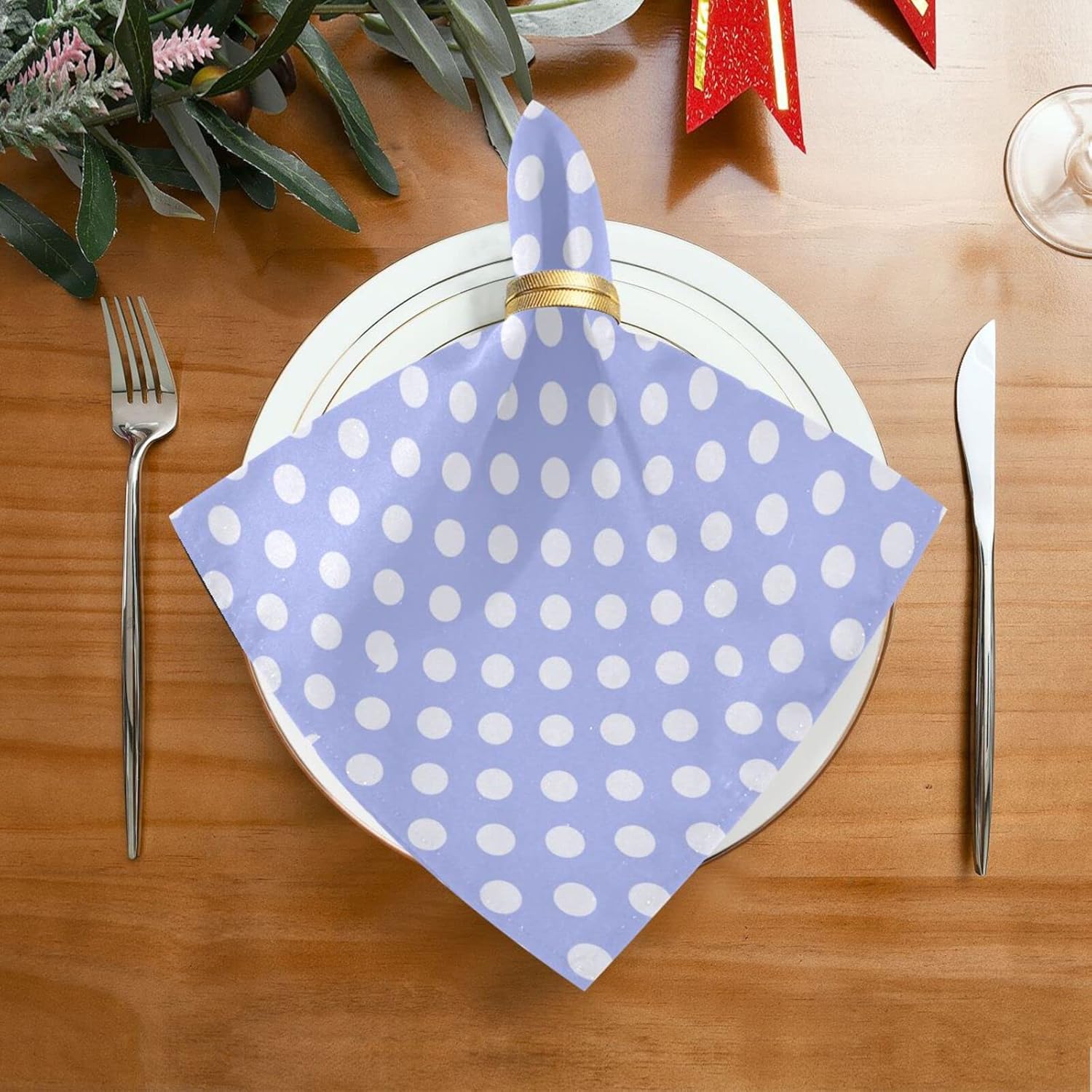 Burbuja Juego de 6 servilletas de tela de lunares morados, 20 x 20 pulgadas, lavables, decorativas, para cenas familiares, bodas, fiestas, granja