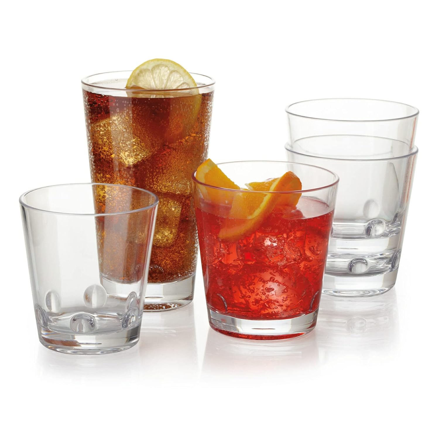 G.E.T. SW-1475-CL – Vaso de plástico apilable para cerveza, sin BPA, 16 onzas, transparente (juego de 12)