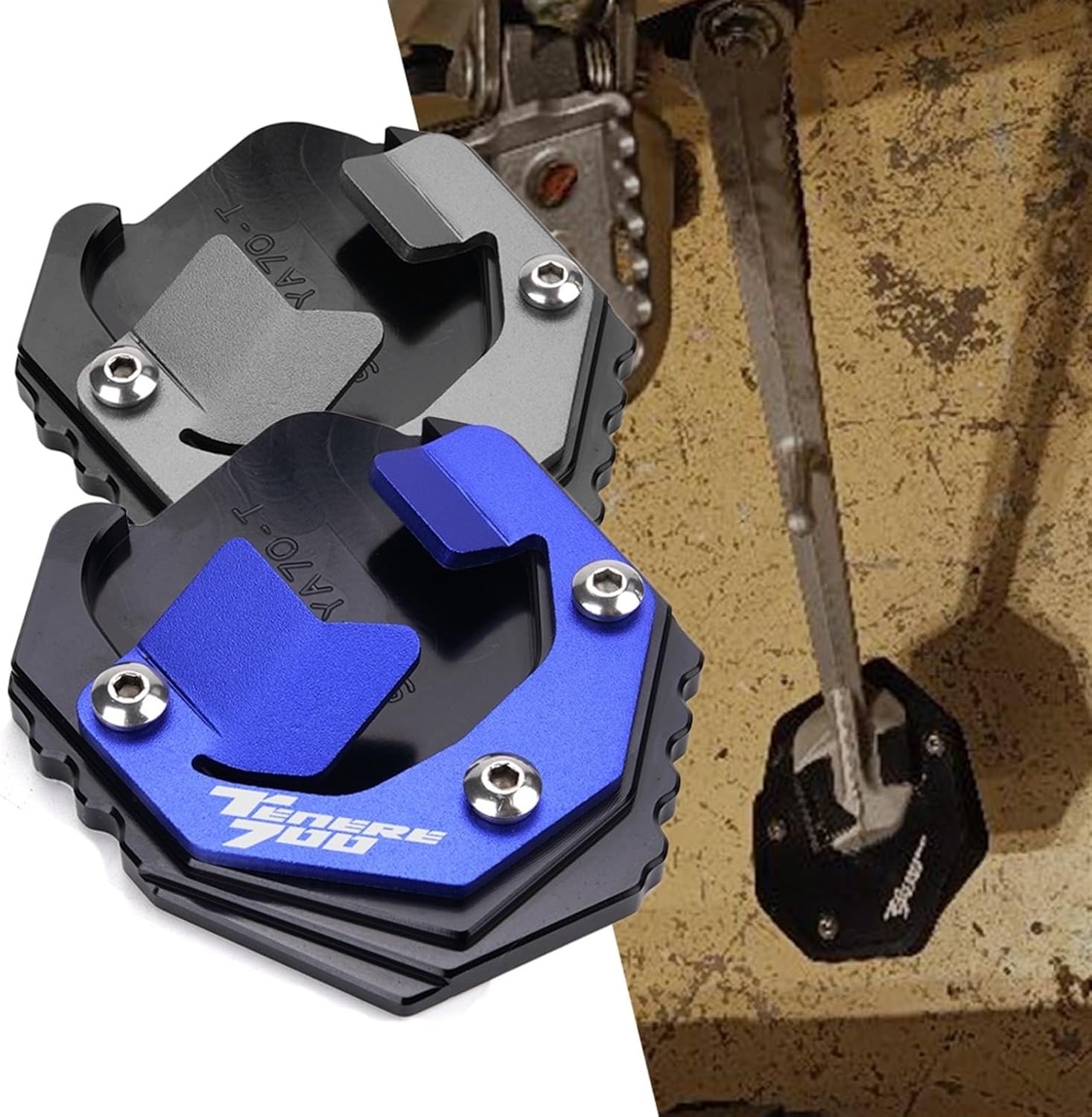 CNC aluminio for Yamaha TENERE 700 XTZ 700 T700 2019-2023 Motorcycle Side Stand Enlarge Plate Kickstand Extension (Color  Blue-No Logo)