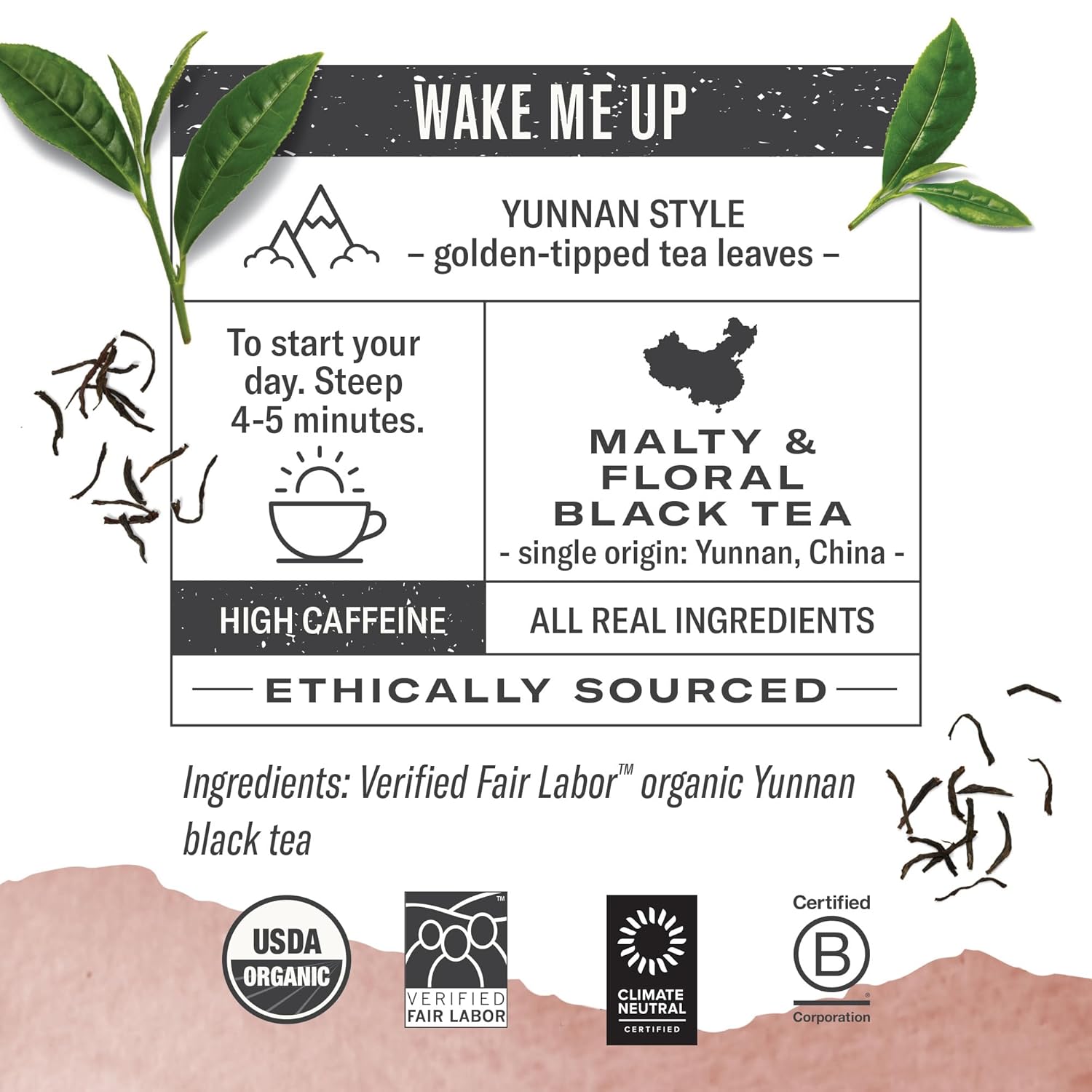Numi – Té de desayuno chino orgánico, 18 bolsas de té negro Yunnan por caja (el embalaje puede variar)
