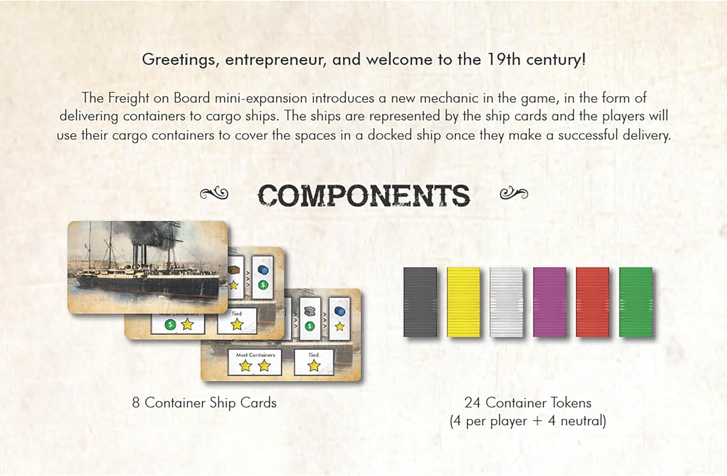 Small Railroad Empires Freight on Board – Mini expansión, juego de mesa de transporte, ambientado en el siglo XIX, a partir de 13 años, 1-5 jugadores