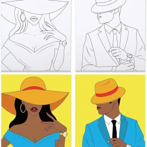 VOCHIC Paquete de 2 kits de pintura y sorbo para adultos, kit de fiesta de pintura de lienzo predibujado para juegos nocturnos, elegantes regalos de VOCHIC Paquete de 2 kits de pintura y sorbo para adultos, kit de fiesta de pintura de lienzo predibujado para juegos nocturnos, elegantes regalos de