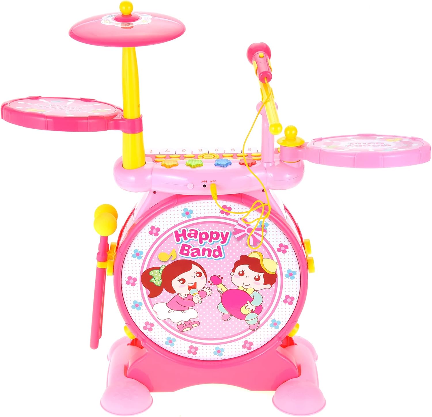 PowerTRC Juego de teclado y batería 2 en 1 de lujo para niños  El juego de instrumentos musicales para niños viene con juego de batería, piano y