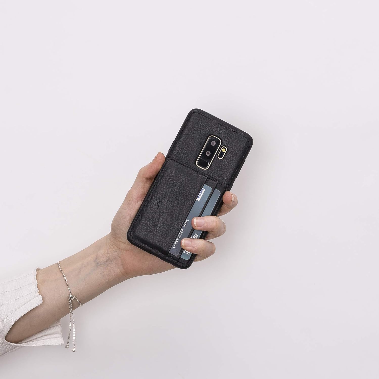 Venito Pisa – Funda de piel con soporte para Samsung Galaxy S9+ Plus, color negro