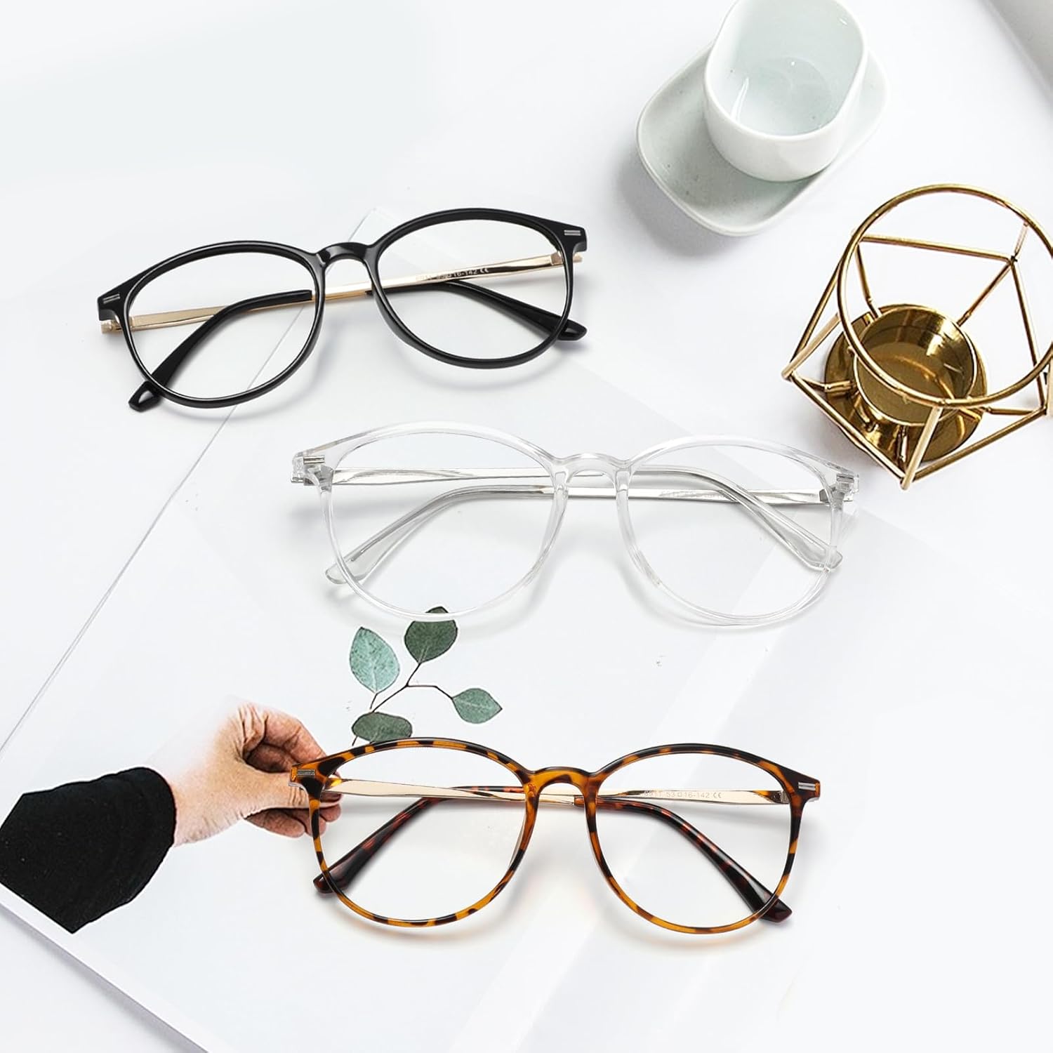 TR90 – Lentes de lectura para mujeres y hombres, con bloqueo de luz azul, anti filtro de rayos UV, anteojos nerd (negro, 0.00x)