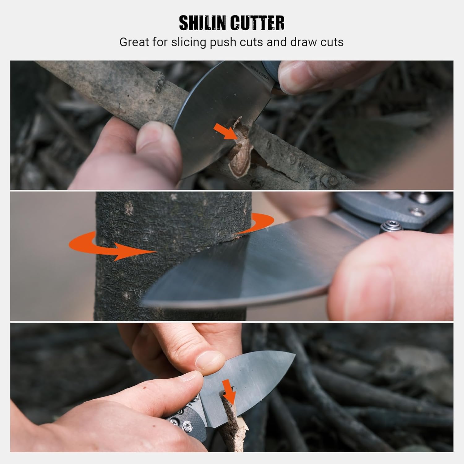 Vosteed Cuchillo plegable ligero, pequeño cuchillo de bolsillo de barra cruzada con clip para hombres y mujeres, moderno cuchillo de corte Shilin