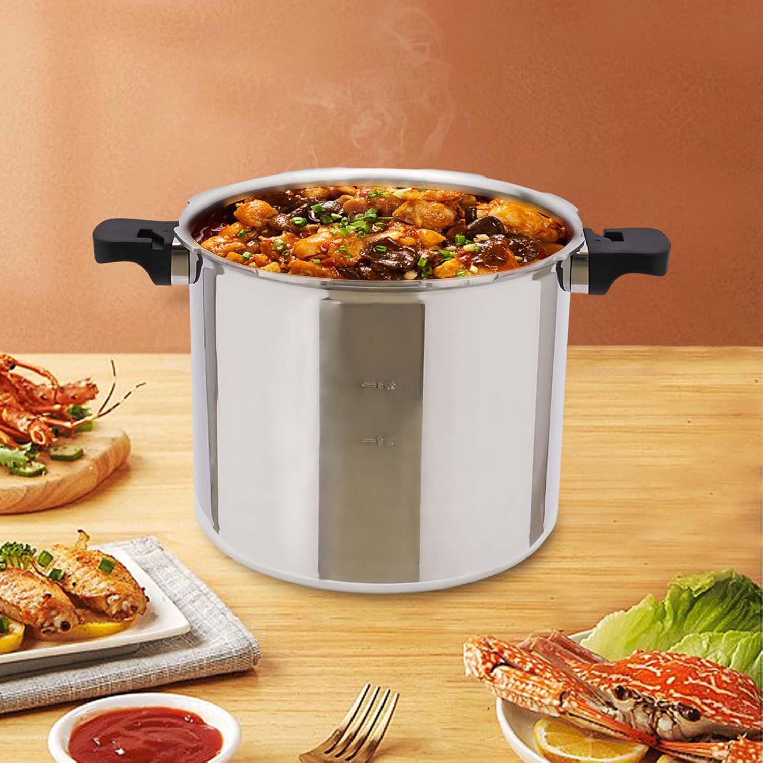 Mini olla a presión de 22L y 23 cuartos de galón de 90 Kpa, mini olla a presión de acero inoxidable 304, mini ollas a presión pequeñas, cerradura de